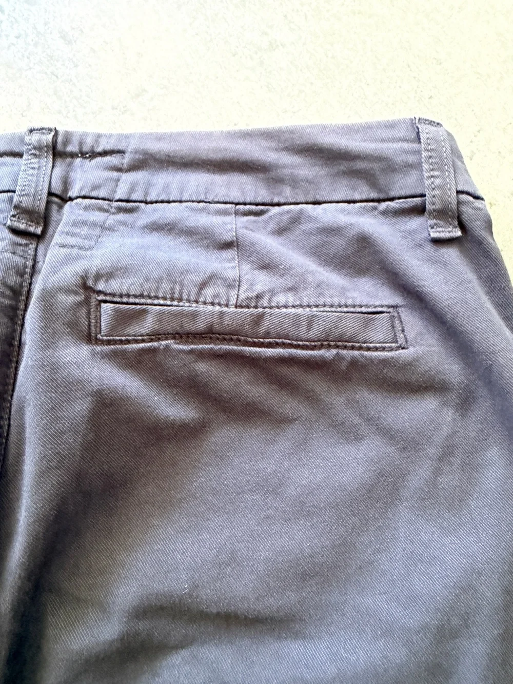 Frank & Eileen Wicklow Italian Chino Pants Size 2 Washed Black Raw Hem Stretch
